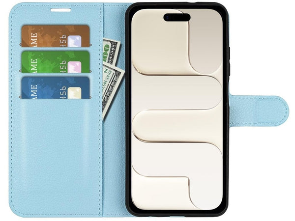 Lederhülle Portemonnaie Karten Ledertasche für Apple iPhone Air in hellblau von Screenguard