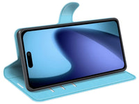 Lederhülle Karten Wallet Ledertasche Etui für Apple iPhone Air in hellblau von Screenguard