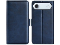 Veganes Flip Case Leder Etui Hülle mit Karten Fächer und Sichtfenster für Apple iPhone Air in dunkelblau von Screenguard