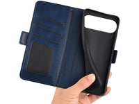 Veganes Flip Case Leder Etui Hülle mit Karten Fächer und Sichtfenster für Apple iPhone Air in dunkelblau von Screenguard