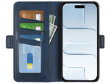 Veganes Flip Case Leder Etui Hülle mit Karten Fächer und Sichtfenster für Apple iPhone Air in dunkelblau von Screenguard