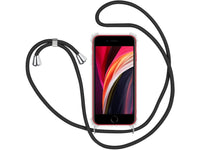 Necklace Handy Hülle mit Kordel Kette schwarz zum Tragen des Apple iPhone SE 2020 am Körper wie Handtasche Lanyard, stabil mit erhöhten Rändern und Kanten in transparent von Screenguard