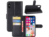 Lederhülle Portemonnaie Karten Ledertasche für Apple iPhone X in schwarz von Screenguard