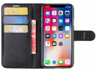 Lederhülle Karten Wallet Ledertasche Etui für Apple iPhone X in schwarz von Screenguard