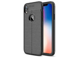 Soft TPU Case mit Design aus feinem veganen Leder für Apple iPhone XR stabil mit erhöhten Rändern und Kanten in schwarz von Screenguard