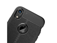 Soft TPU Case mit Design aus feinem veganen Leder für Apple iPhone XR stabil mit erhöhten Rändern und Kanten in schwarz von Screenguard