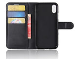 Lederhülle Karten Wallet Ledertasche Etui für Apple iPhone XR in schwarz von Screenguard