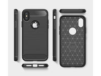 Flexible Handy Schutzhülle mit gebürster Carbon Textur auf der Rückseite für zum Schutz des Apple iPhone XS  Display und Gehäuse Case in schwarz von Screenguard