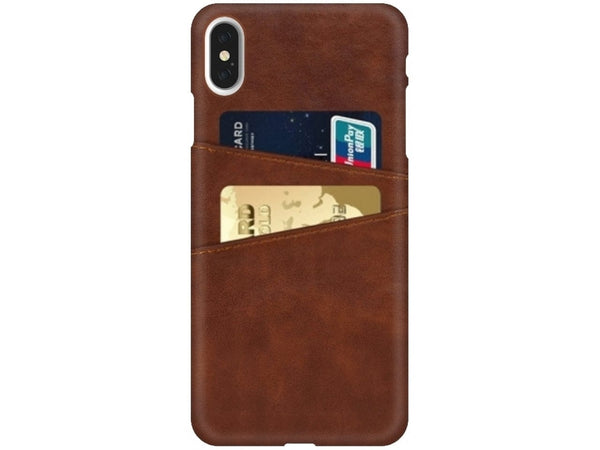 CardCaddy Leder Backcase mit Kartenfächern für Apple iPhone XS in braun von Screenguard