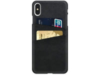 CardCaddy Leder Backcase mit Kartenfächern für Apple iPhone XS in schwarz von Screenguard
