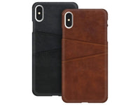 CardCaddy Leder Backcase mit Kartenfächern für Apple iPhone XS in schwarz von Screenguard