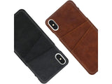 CardCaddy Leder Backcase mit Kartenfächern für Apple iPhone XS in schwarz von Screenguard