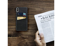 CardCaddy Leder Backcase mit Kartenfächern für Apple iPhone XS in schwarz von Screenguard