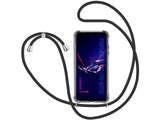 Necklace Handy Hülle mit Kordel Kette schwarz zum Tragen des Asus ROG Phone 6 Pro am Körper wie Handtasche Lanyard, stabil mit erhöhten Rändern und Kanten in transparent von Screenguard