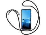 Necklace Handy Hülle mit Kordel Kette schwarz zum Tragen des Asus Zenfone 11 Ultra am Körper wie Handtasche Lanyard, stabil mit erhöhten Rändern und Kanten in transparent von Screenguard