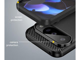 Flexible Handy Schutzhülle mit gebürster Carbon Textur auf der Rückseite für zum Schutz des Google Pixel 10  Display und Gehäuse Case in schwarz von Screenguard