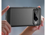 Flexible Handy Schutzhülle mit gebürster Carbon Textur auf der Rückseite für zum Schutz des Google Pixel 10  Display und Gehäuse Case in schwarz von Screenguard