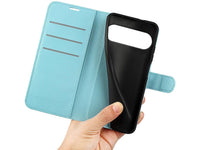 Lederhülle Karten Wallet Ledertasche Etui für Google Pixel 10 in hellblau von Screenguard