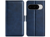 Veganes Flip Case Leder Etui Hülle mit Karten Fächer und Sichtfenster für Google Pixel 10 in dunkelblau von Screenguard
