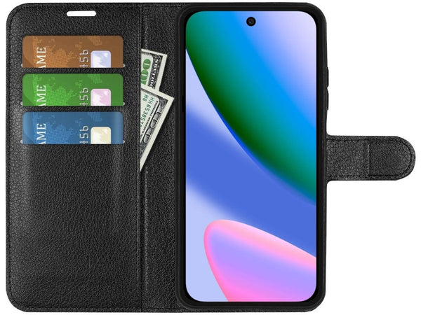 Lederhülle Portemonnaie Karten Ledertasche für Google Pixel 10 in schwarz von Screenguard