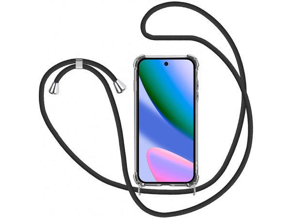 Necklace Handy Hülle mit Kordel Kette schwarz zum Tragen des Google Pixel 10 am Körper wie Handtasche Lanyard, stabil mit erhöhten Rändern und Kanten in transparent von Screenguard