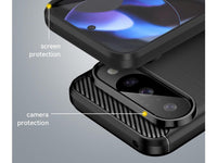Flexible Handy Schutzhülle mit gebürster Carbon Textur auf der Rückseite für zum Schutz des Google Pixel 10 Pro  Display und Gehäuse Case in schwarz von Screenguard