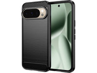 Flexible Handy Schutzhülle mit gebürster Carbon Textur auf der Rückseite für zum Schutz des Google Pixel 10 Pro  Display und Gehäuse Case in schwarz von Screenguard