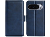 Veganes Flip Case Leder Etui Hülle mit Karten Fächer und Sichtfenster für Google Pixel 10 Pro in dunkelblau von Screenguard