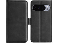 Veganes Flip Case Leder Etui Hülle mit Karten Fächer und Sichtfenster für Google Pixel 10 Pro in schwarz von Screenguard
