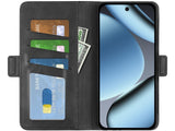 Veganes Flip Case Leder Etui Hülle mit Karten Fächer und Sichtfenster für Google Pixel 10 Pro in schwarz von Screenguard