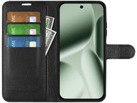 Lederhülle Portemonnaie Karten Ledertasche für Google Pixel 10 Pro in schwarz von Screenguard