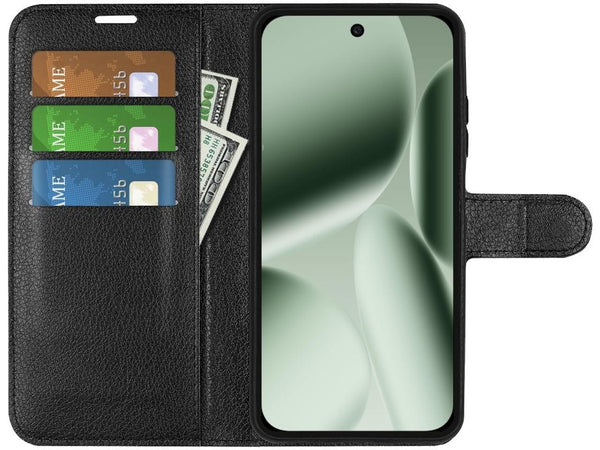 Lederhülle Portemonnaie Karten Ledertasche für Google Pixel 10 Pro in schwarz von Screenguard
