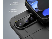 Widerstandsfähige, stabile Outdoor Sport Hülle für das Google Pixel 10 Pro für Handwerker, Baustelle, Business, äusserst stabil mit erhöhten Rändern und Kanten in schwarz von Screenguard