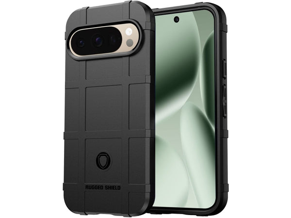 Widerstandsfähige, stabile Outdoor Sport Hülle für das Google Pixel 10 Pro für Handwerker, Baustelle, Business, äusserst stabil mit erhöhten Rändern und Kanten in schwarz von Screenguard