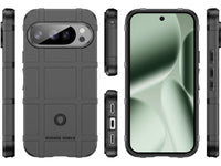 Widerstandsfähige, stabile Outdoor Sport Hülle für das Google Pixel 10 Pro für Handwerker, Baustelle, Business, äusserst stabil mit erhöhten Rändern und Kanten in schwarz von Screenguard