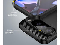 Flexible Handy Schutzhülle mit gebürster Carbon Textur auf der Rückseite für zum Schutz des Google Pixel 10 Pro XL  Display und Gehäuse Case in schwarz von Screenguard