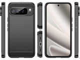 Flexible Handy Schutzhülle mit gebürster Carbon Textur auf der Rückseite für zum Schutz des Google Pixel 10 Pro XL  Display und Gehäuse Case in schwarz von Screenguard