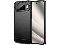 Flexible Handy Schutzhülle mit gebürster Carbon Textur auf der Rückseite für zum Schutz des Google Pixel 10 Pro XL  Display und Gehäuse Case in schwarz von Screenguard