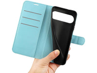 Lederhülle Karten Wallet Ledertasche Etui für Google Pixel 10 Pro XL in hellblau von Screenguard