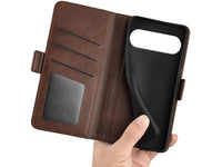 Veganes Flip Case Leder Etui Hülle mit Karten Fächer und Sichtfenster für Google Pixel 10 Pro XL in mokka von Screenguard