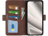 Veganes Flip Case Leder Etui Hülle mit Karten Fächer und Sichtfenster für Google Pixel 10 Pro XL in mokka von Screenguard