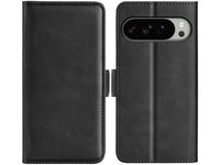 Veganes Flip Case Leder Etui Hülle mit Karten Fächer und Sichtfenster für Google Pixel 10 Pro XL in schwarz von Screenguard