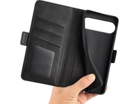 Veganes Flip Case Leder Etui Hülle mit Karten Fächer und Sichtfenster für Google Pixel 10 Pro XL in schwarz von Screenguard