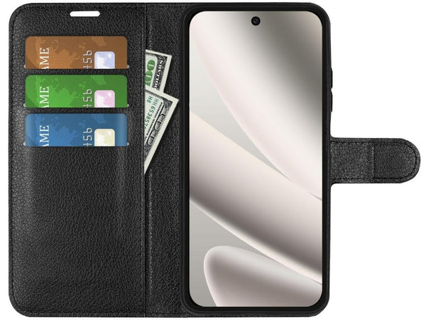 Lederhülle Portemonnaie Karten Ledertasche für Google Pixel 10 Pro XL in schwarz von Screenguard