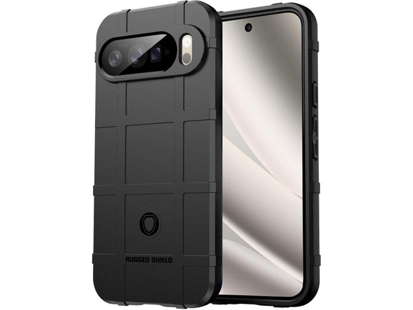 Widerstandsfähige, stabile Outdoor Sport Hülle für das Google Pixel 10 Pro XL für Handwerker, Baustelle, Business, äusserst stabil mit erhöhten Rändern und Kanten in schwarz von Screenguard