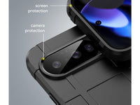 Widerstandsfähige, stabile Outdoor Sport Hülle für das Google Pixel 10 für Handwerker, Baustelle, Business, äusserst stabil mit erhöhten Rändern und Kanten in schwarz von Screenguard