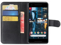 Lederhülle Karten Wallet Ledertasche Etui für Google Pixel 2 in schwarz von Screenguard