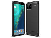 Flexible Handy Schutzhülle mit gebürster Carbon Textur auf der Rückseite für zum Schutz des Google Pixel 4  Display und Gehäuse Case in schwarz von Screenguard