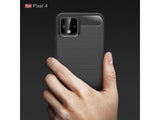 Flexible Handy Schutzhülle mit gebürster Carbon Textur auf der Rückseite für zum Schutz des Google Pixel 4  Display und Gehäuse Case in schwarz von Screenguard