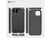 Flexible Handy Schutzhülle mit gebürster Carbon Textur auf der Rückseite für zum Schutz des Google Pixel 4  Display und Gehäuse Case in schwarz von Screenguard